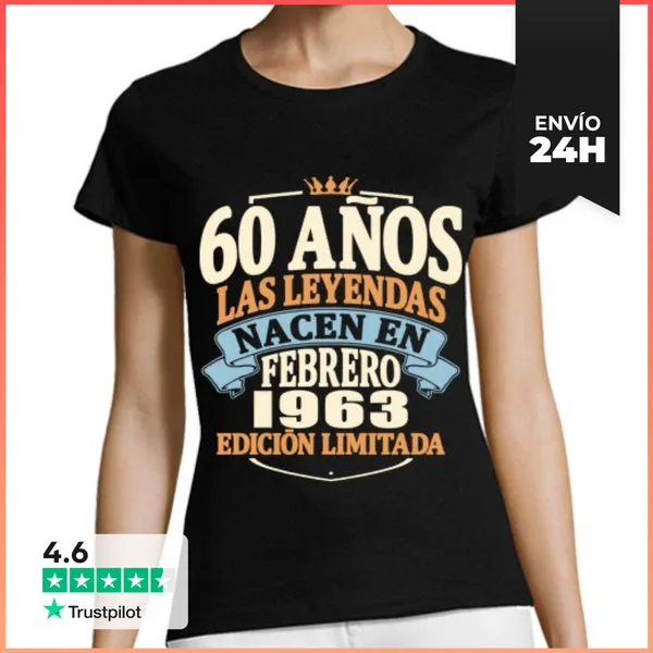 Camiseta Mujer Clásica Febrero 1963 - 60 Años Cumpleaños