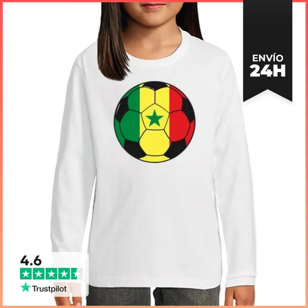 Camiseta Manga Larga Para Niños Equipo De Fútbol Senegal