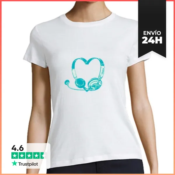 Camiseta Mujer Clásica Love Music (azul) LaTostadora