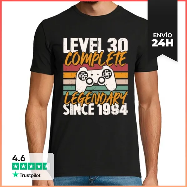 Camiseta Hombre Clásica Nivel 30 Años 1994 Cumpleaños Del Jugad