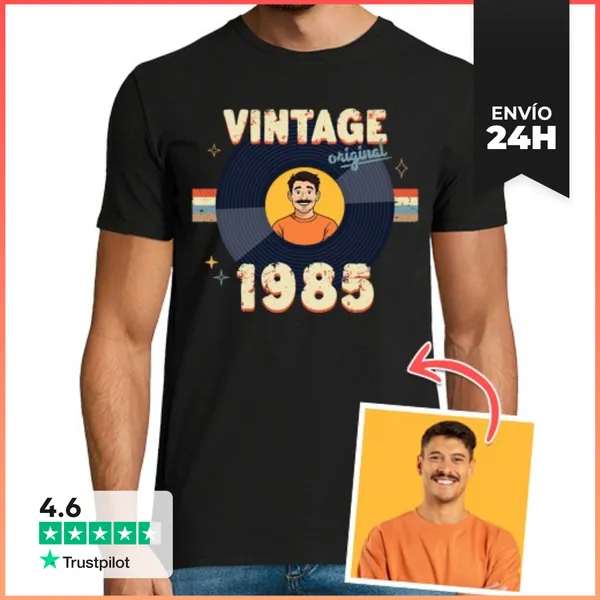 Camiseta Hombre Clásica Efecto Cartoon Vintage 1985 Camiseta Foto