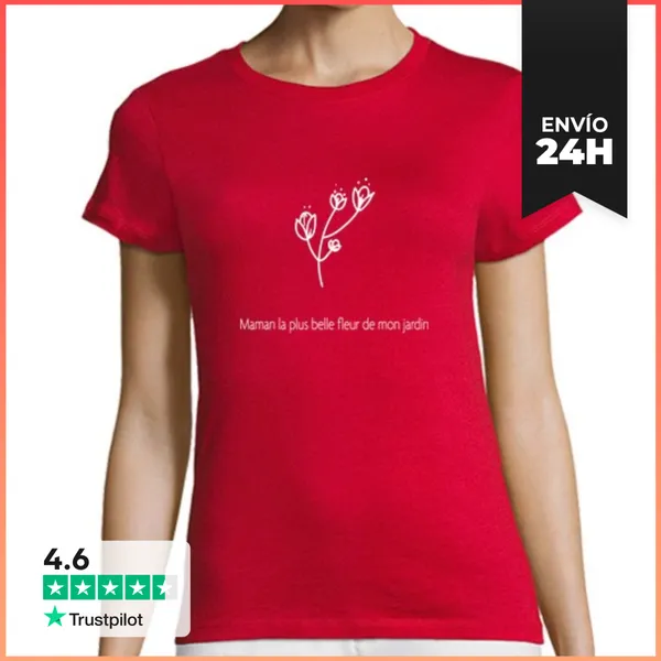 Camiseta Mujer Clásica Mamá Más Bella Flor Jardín Blanco