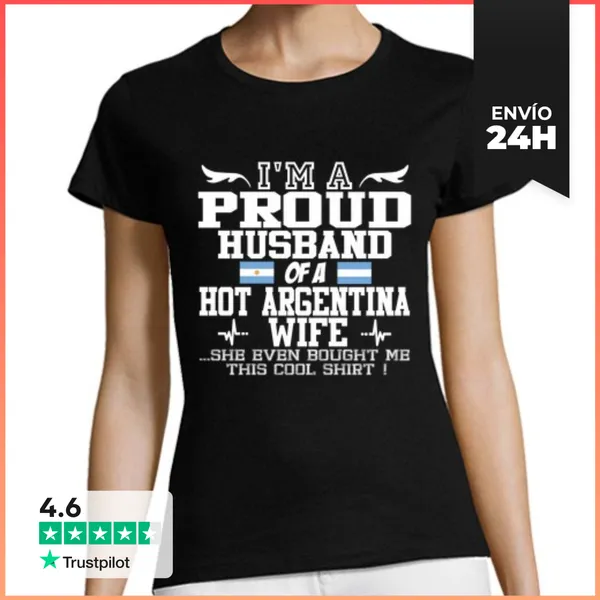 Camiseta Mujer Clásica Esposa Orgullosa De Argentina Del Marido