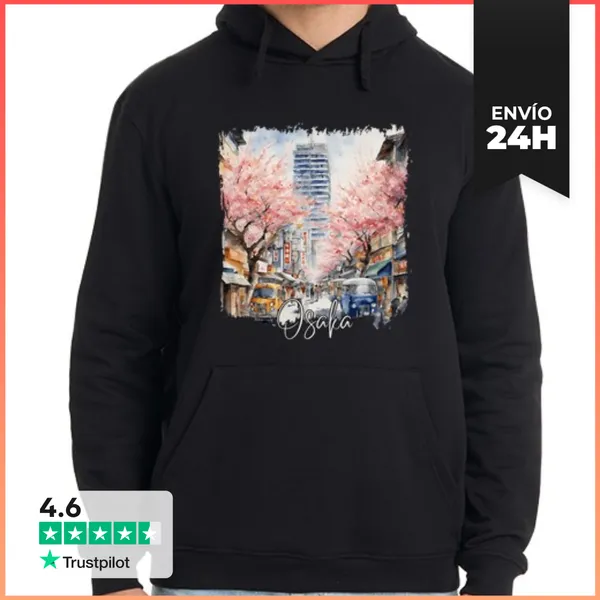 Sudadera Unisex Con Capucha Acuarela De Osaka, Osaka Japón