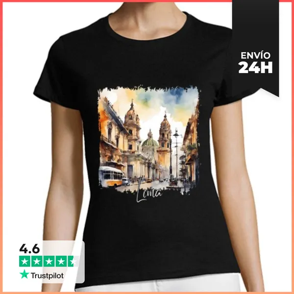 Camiseta Mujer Clásica Acuarela De Lima, Lima Perú LaTostadora