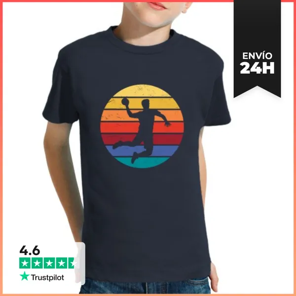 Camiseta Clásica Para Niños Balonmano Atardecer Vintage - Jugador