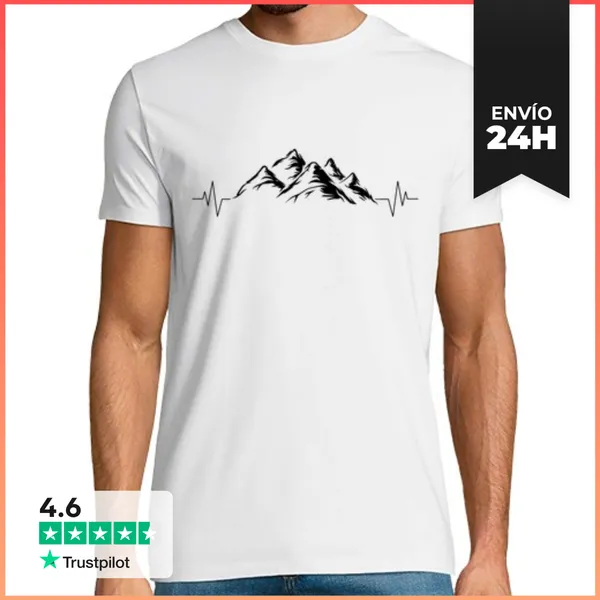 Camiseta Hombre Clásica Frecuencia De Montaña Para Caminantes