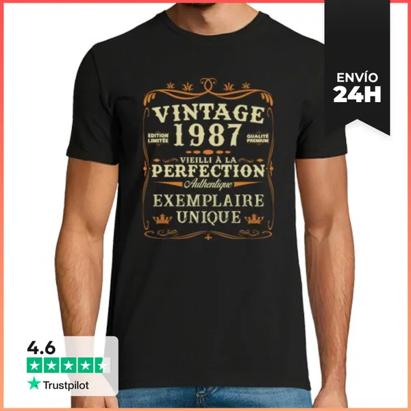 Camiseta Hombre Clásica Regalo De Cumpleaños Vintage 1987