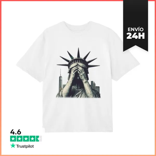 Camiseta Oversize Estatua De La Libertad, Ojos Avergonzados,