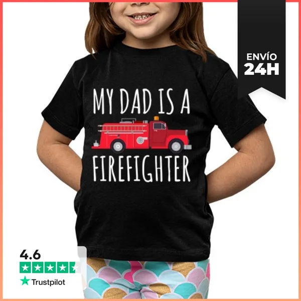 Camiseta Clásica Para Niños Mi Papá Es Bombero LaTostadora