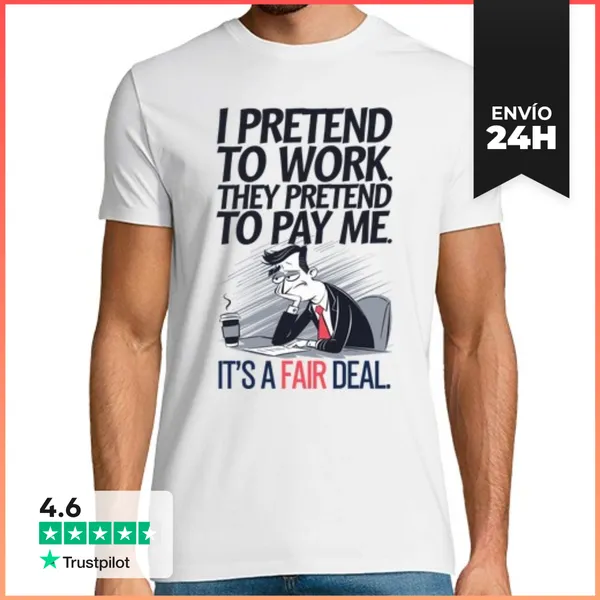 Camiseta Hombre Clásica Pretendo Trabajar Humor Divertido De Of