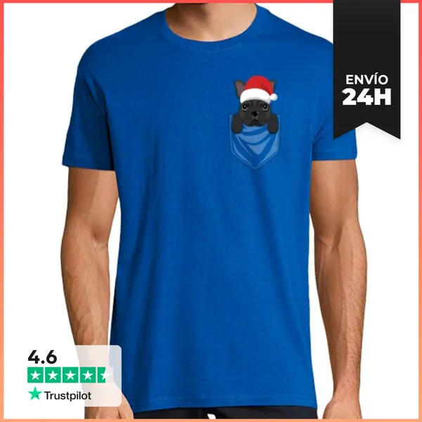 Camiseta Hombre Clásica Perro Bulldog Francés Pocket Graphic Na