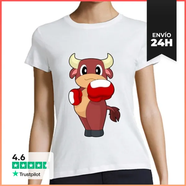 Camiseta Mujer Clásica Guantes De Boxeo De Boxeador De Toro