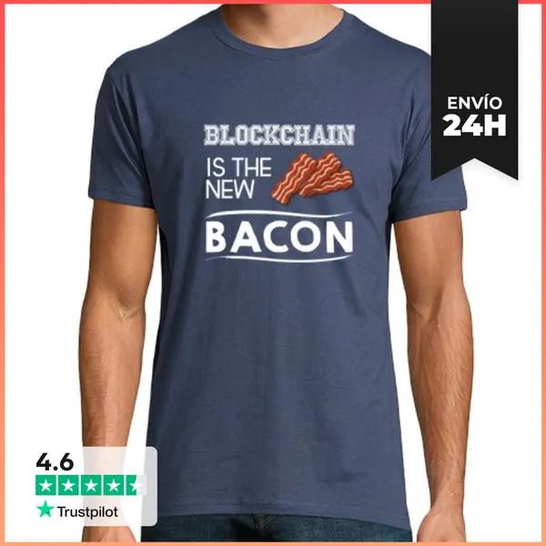 Camiseta Hombre Clásica Blockchain Is The New Bacon Light