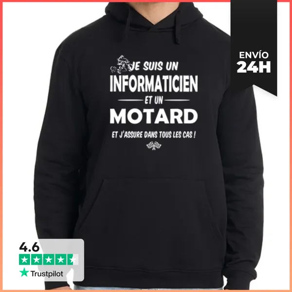 Sudadera Unisex Con Capucha Científico Informático Y Motociclista