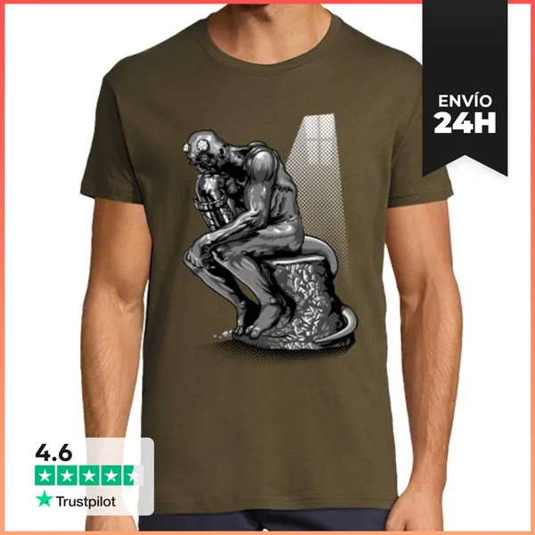 Camiseta Hombre Clásica El Pensador Denfer LaTostadora
