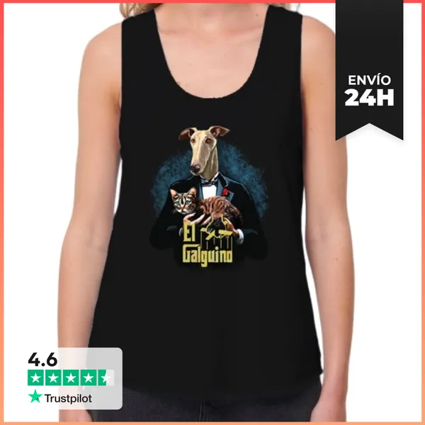 Camiseta Mujer Sin Mangas, Loose Fit Padrino Galgo LaTostadora