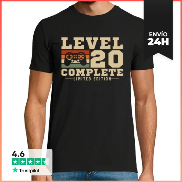 Camiseta Hombre Clásica 20 Aniversario Nivel 20 Completo