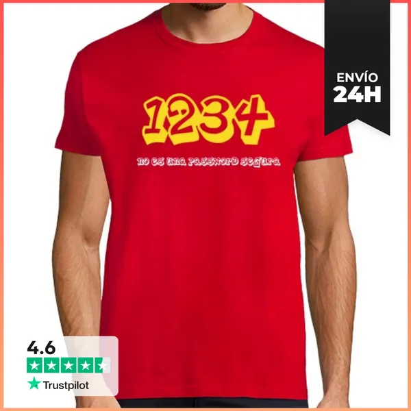 Camiseta Hombre Clásica 1234 Contraseña LaTostadora