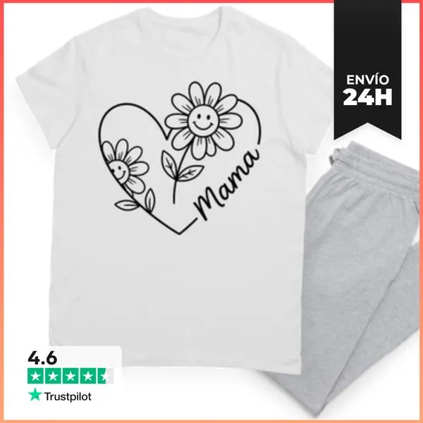 Pijama RETRO MAMA CORAZÓN FLORES LOVE LaTostadora