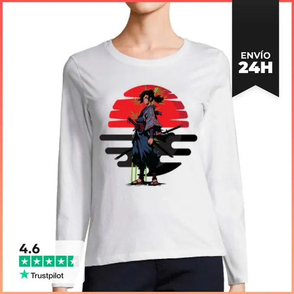 Camiseta Mujer Manga Larga Samurai Adolescente LaTostadora