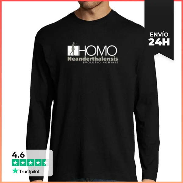 Camiseta Hombre Manga Larga Homo Neanderthalensis Prehistoria