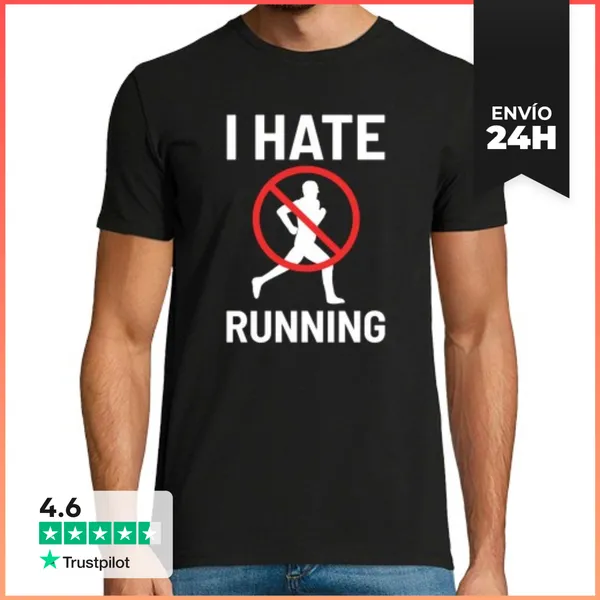 Camiseta Hombre Clásica Odio Correr Correr Trotar Fitness