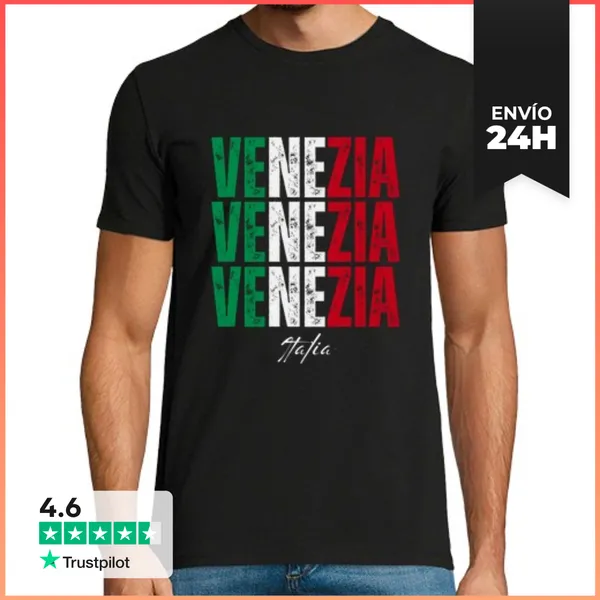 Camiseta Hombre Clásica Venecia Italia, Amo Venecia LaTostadora