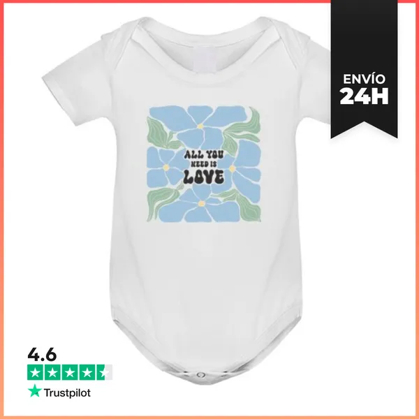 Body Bebé ALL YOU NEED IS LOVE FLOWERS LaTostadora