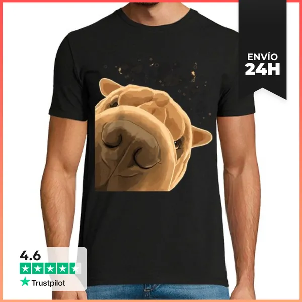 Camiseta Hombre Clásica Perro Gracioso Shar Pei LaTostadora