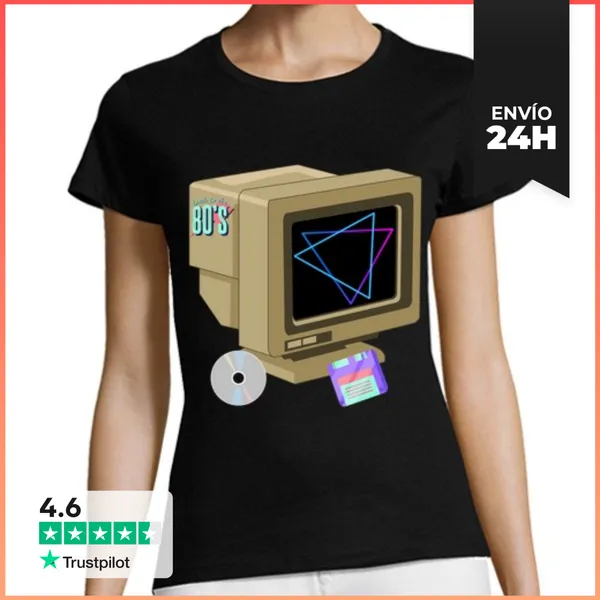 Camiseta Mujer Clásica Computadora De Los 80 LaTostadora
