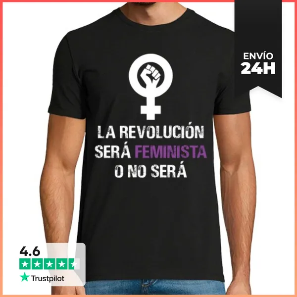 Camiseta Hombre Clásica Revolución Feminista (Fondo Oscuro)