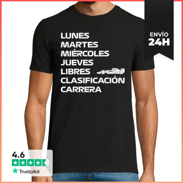 Camiseta Hombre Clásica F1 SEMANA LIBRES CLASIFICACIÓN CARRERA