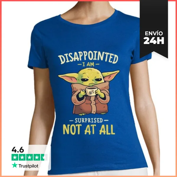 Camiseta Mujer Clásica Baby Yoda Mandalorian Café Camiseta