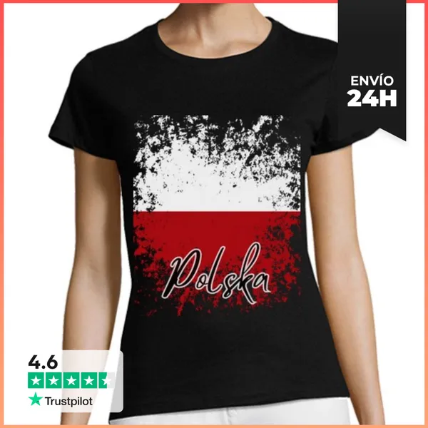 Camiseta Mujer Clásica Polonia Bandera, Orgullo Polaco