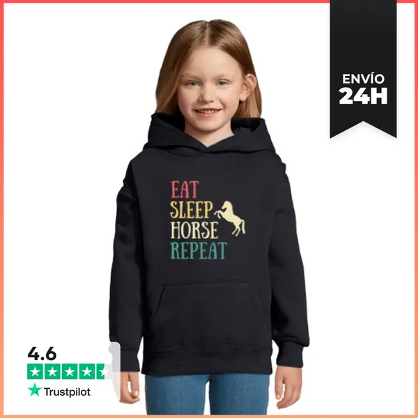 Sudadera Para Niños Con Capucha Comer Dormir Caballo Humor