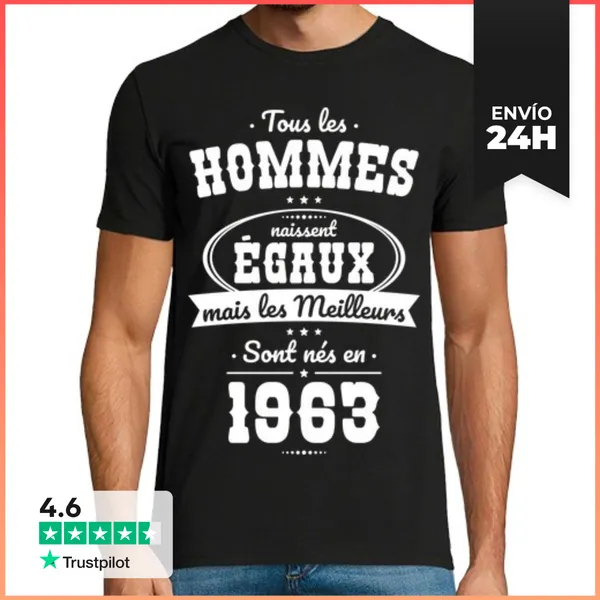 Camiseta Hombre Clásica 60 Años - Hombres Igual Mejor 1963