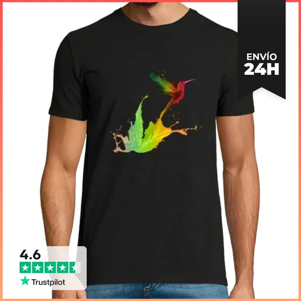 Camiseta Hombre Clásica Colibrí De Colores LaTostadora