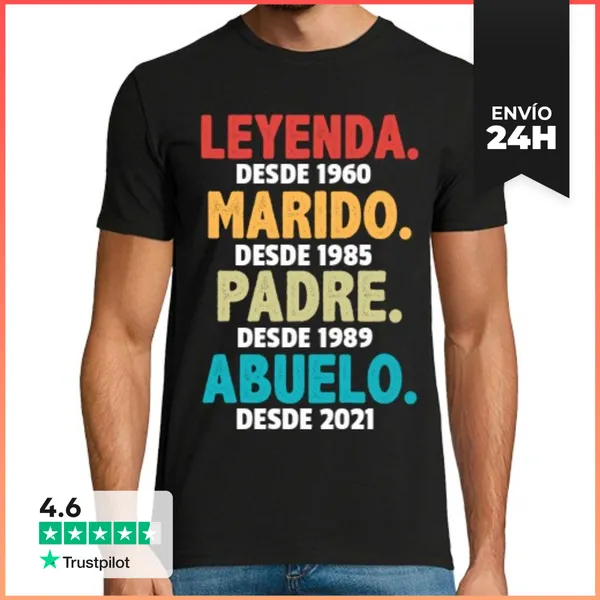 Camiseta Hombre Clásica Leyenda Padre Abuelo Regalo Día Del Padre