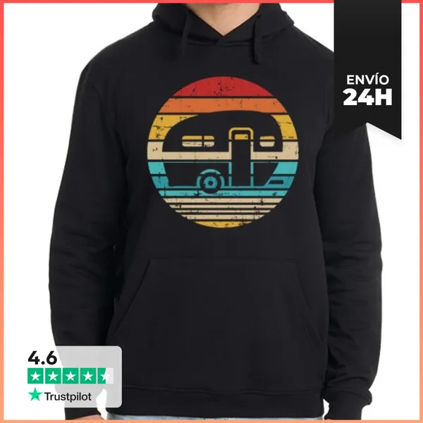 Sudadera Unisex Con Capucha Remolque De Caravana Vintage De