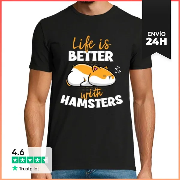 Camiseta Hombre Clásica La Vida Es Mejor Con Un Hámster Enano