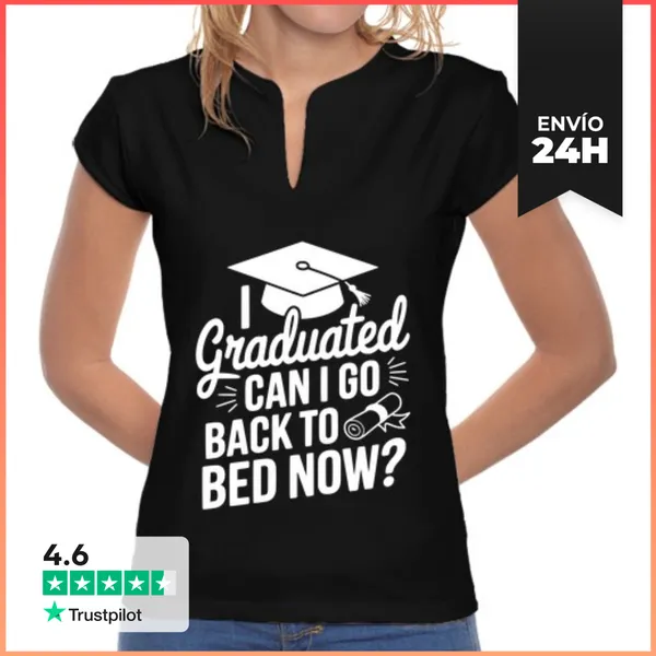 Camiseta Mujer Cuello Mao Cita Divertida De Graduación Graduado