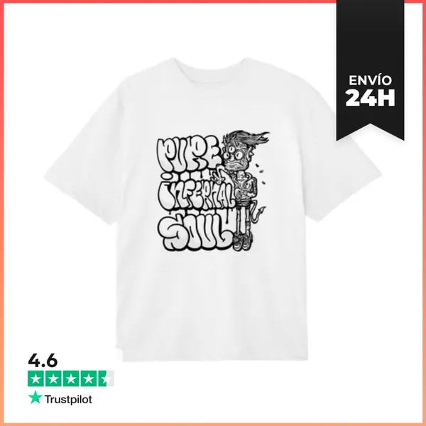 Camiseta Oversize Pure Infernal Soul Blanco Y Negro LaTostadora