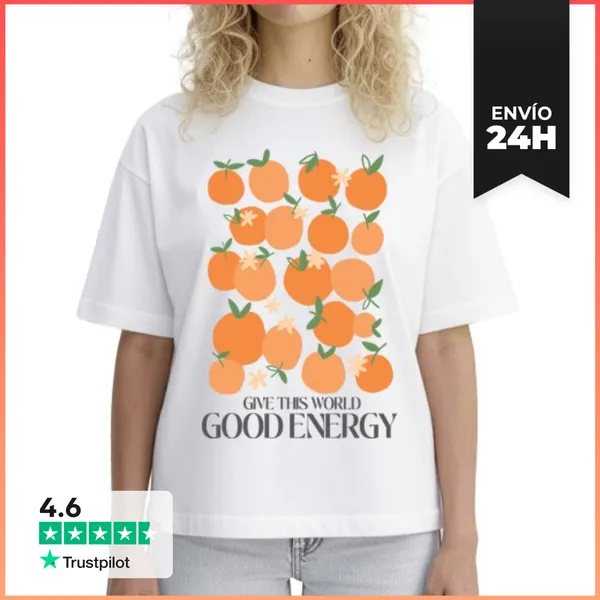Camiseta Mujer Boxy GIVE THIS WORLD GOOD ENERGY LaTostadora