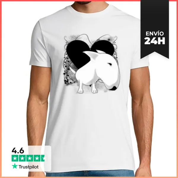 Camiseta Hombre Clásica Bull Terrier Corazón Vintage LaTostadora
