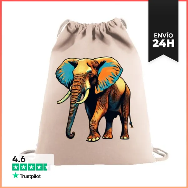 Mochila Saco Con Cuerdas Elefante Africano Pop Art Retro