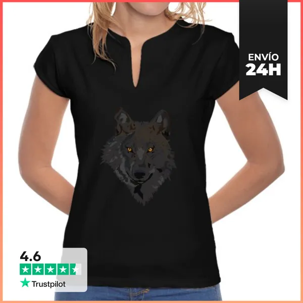 Camiseta Mujer Cuello Mao Wolf LaTostadora