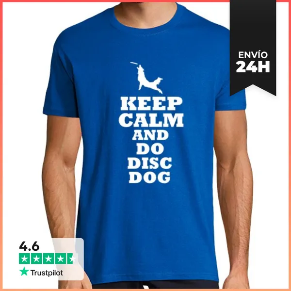 Camiseta Hombre Clásica Keep Calm And Do Disc Dog LaTostadora