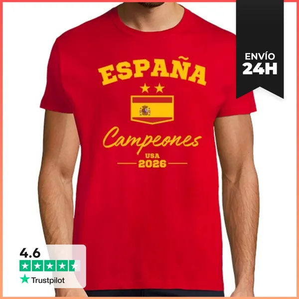 Camiseta Hombre Clásica Campeones España Roja 2026 LaTostadora