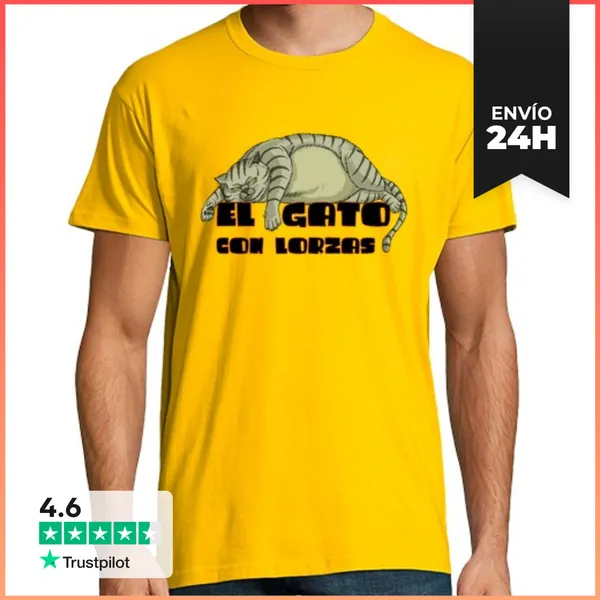 Camiseta Hombre Clásica EL GATO CON LORZAS GRIS LaTostadora